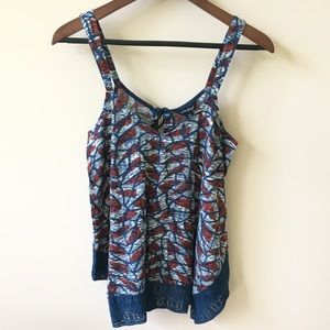 NWT Lucky Brand swing top with crochet bottom hem